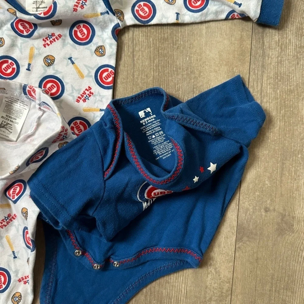 Chicago Cubs Baby Boy Clothes 3 Piece Mix Match Outfit Set- Pajamas & Bodysuit